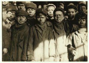 Breaker boys (who sort coal by hand) at Hughestown Borough Coal Co. Pittston, Pennsylvania