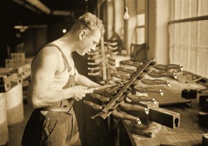 Factory Worker at the Paragon Rubber Company, Massachusetts, 1936 by Lewis Wickes Hine