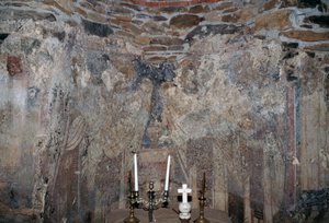 Damaged Fresco in Church in Kantanos, Crete, Greece by Unbekannt Unbekannt