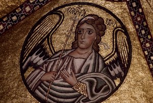Figure of an angel, mosaic inside Hosios Loukas Monastery, Greece, founded in early 10th century by Unbekannt Unbekannt