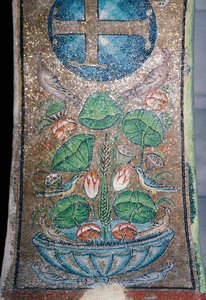 Flowers and Birds, Mosaic in the Early Christian Church of Panagia Ahiropiitos, Thessaloniki, Greece, 5th Century