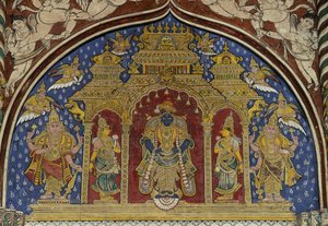 Fresco Depicting Vishnu, Thanjavur Maratha Palace, Tamil Nadu, India by Unbekannt Unbekannt