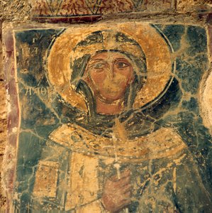 Fresco of Saint, Ruins in Alikianos, Crete, Greece by Unbekannt Unbekannt