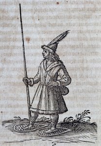 Inhabitant of Canada with snowshoes, illustration from Description de la Nouvelle France by Unbekannt Unbekannt