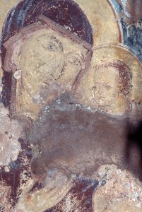 Madonna and Child, fresco in church of Panagia, Rodovani, Crete, Greece