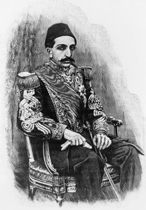 Portrait of Abdul Hamid II, 34th Sultan of Ottoman Empire, engraving after photograph