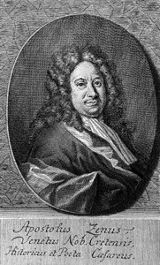 Portrait of Apostolo Zeno, Italian poet, librettist, journalist, and man of letters, engraving by Unbekannt Unbekannt