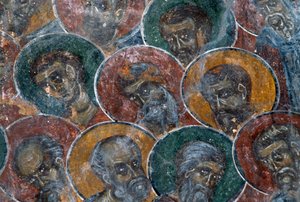 Saints, Fresco on Ceiling of Church of Agia Paraskevi, Anisaraki, Crete, Greece by Unbekannt Unbekannt