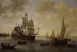 The States Yacht of Prince William II of Orange with other Shipping