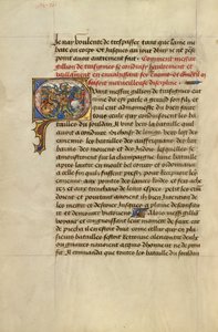 Initial Q: Gillion Defeating the King of Gibraltar by Lieven van Lathem