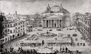 View of the Pantheon, Rome by Lievin Cruyl