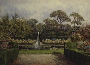 The Lily Pond Garden with a Circular Pond and a Cherub Fountain by Lilian Stannard