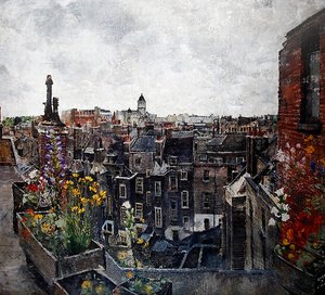 City of London Skies and Flowers (Roofs of High Holborn) 1930s by Lily Delissa Joseph