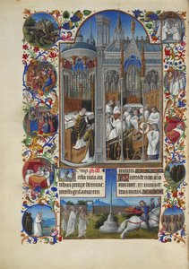 Très Riches Heures du Duc de Berry Folio 86, Verso - The Funeral of Raymond Diocrès by Limbourg Brothers