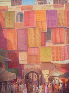 City wall with rugs, Jaisalmer by Lincoln Seligman