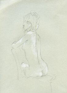 Nude Back View on Grey by Lincoln Seligman