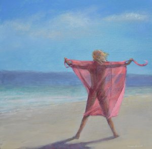 Pink Sari on the Beach by Lincoln Seligman