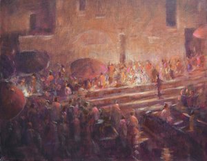 Varanasi Steps at Night by Lincoln Seligman
