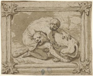 Hercules Fighting the Nemean Lion by Lionello Spada
