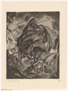 Tree in a Hilly Landscape by Lodewijk Schelfhout (signed by artist)