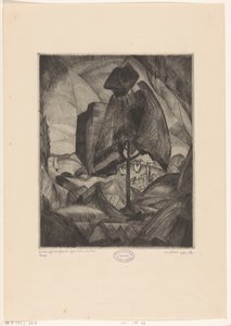 Tree in a Hill Landscape with Lake by Lodewijk Schelfhout (signed by artist)