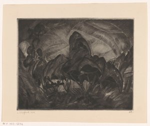 Hill Landscape with Trees by Lodewijk Schelfhout (signed by artist)