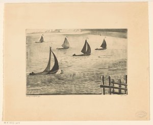 Exit of a Harbor by Lodewijk Schelfhout (signed by artist)