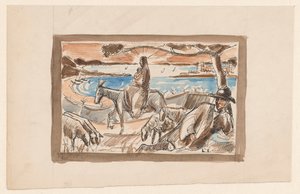 Flight into Egypt by Lodewijk Schelfhout (signed by artist)
