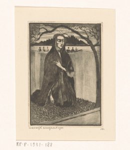 Woman by a Tomb by Lodewijk Schelfhout (signed by artist)