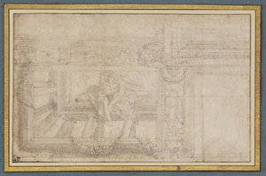 Ignudo, after a Ceiling Fresco in the Sala di Ulisse, Palazzo Poggi, Bologna by Lodovico Carracci