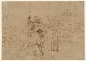 Saint Christopher (or Saint Roch?) in a Landscape