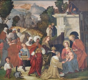 Adoration of the Magi with Saints Bernard and Alderic in the Landscape