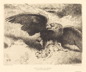 An Eagle Pouncing on a Hare by Léon Bonnat