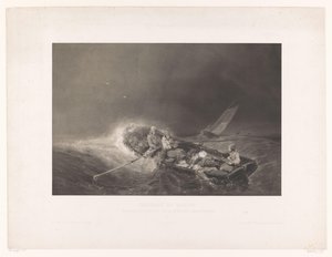 Fishermen in a Rowboat at Sea (Marine Views) by Léon Jean Baptiste Sabatier