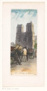 View of Notre-Dame in Paris with Booksellers in the Foreground