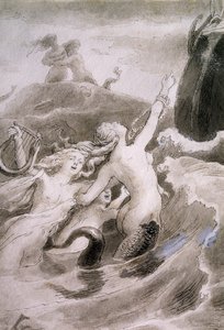 Little Mermaid, Illustration for Fairy Tale by Hans Christian Andersen by Lorens Frolich