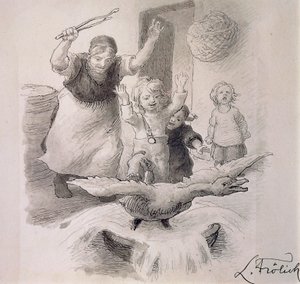 Ugly Duckling, Illustration for Fairy Tale by Hans Christian Andersen by Lorens Frolich