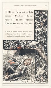 Felix, Lay, Hay, Pheasant, Leaves, Faner, Weasels, Figs, Strawberries, Fruit, Farm, Farmer, Page 19 - Alphabet by Mademoiselle Lili, by L. Froelich and by a Father (Hetzel Himself). Bibliotheque & Magasin d