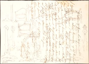 Furniture Sketches Drawn Over a Letter
