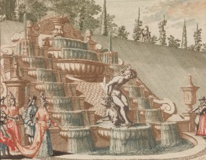De Cascade van Narcissus, aan de Oost-zyde van de Groote Tuin, in: Tooneel Der Voornaamst by Lorenz Scherm