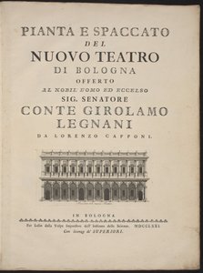 Plan and Section of the New Theater in Bologna by Lorenzo Capponi, after Antonio Galli Bibiena