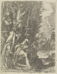 Holy Family with the Young John the Baptist in a Landscape by Lorenzo Gamberati