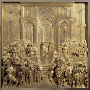 The Meeting of King Solomon and the Queen of Sheba (original panel of the door of Paradise) by Lorenzo Ghiberti