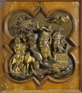 The Sacrifice of Isaac. Original Panel of the Gates of Paradise (East Door of the Baptistery), after Restoration. Gilded Bronze by Lorenzo Ghiberti, 1425-52. Museo dell Bargello, Florence by Lorenzo Ghiberti