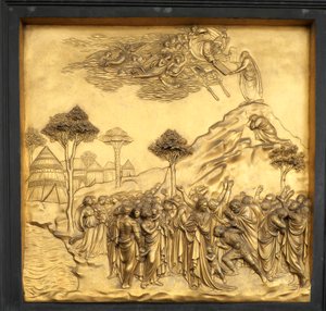 Moses Receives the Tablets of the Law, Relief, Gate of Paradise of the Baptistery by Lorenzo Ghiberti