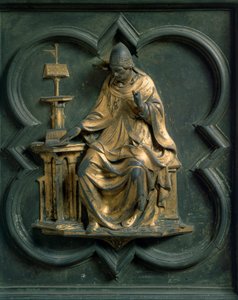 North Gate, exterior detail: Saint Gregoire the Great. Bronze sculpture by Lorenzo Ghiberti
