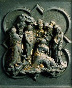North Porte, exterior detail: The Resurrection of Lazarus. Bronze sculpture by Lorenzo Ghiberti by Lorenzo Ghiberti
