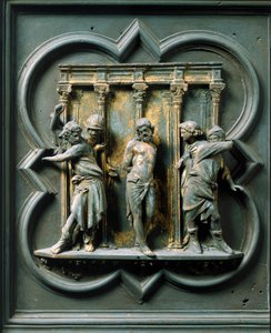 North Gate (called Gate of the Cross, in the North), exterior detail: The Flagellation. Bronze sculpture made by Lorenzo Ghiberti by Lorenzo Ghiberti