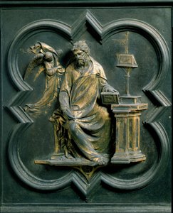 North Gate (called Gate of the Cross, to the North), Exterior Detail: Saint Matthew