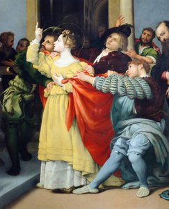 Altarpiece of Saint Lucia or Saint Lucia Before The Judge by Lorenzo Lotto
